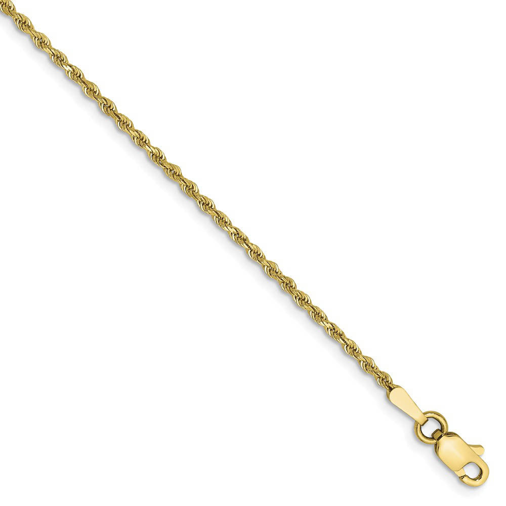 1.5mm, 10k Yellow Gold Diamond Cut Solid Rope Chain Anklet or Bracelet, Item C8950-B by The Black Bow Jewelry Co.