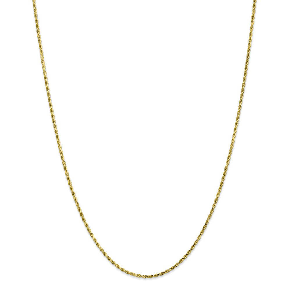 Alternate view of the 1.75mm, 10k Yellow Gold Diamond Cut Solid Rope Chain Necklace by The Black Bow Jewelry Co.