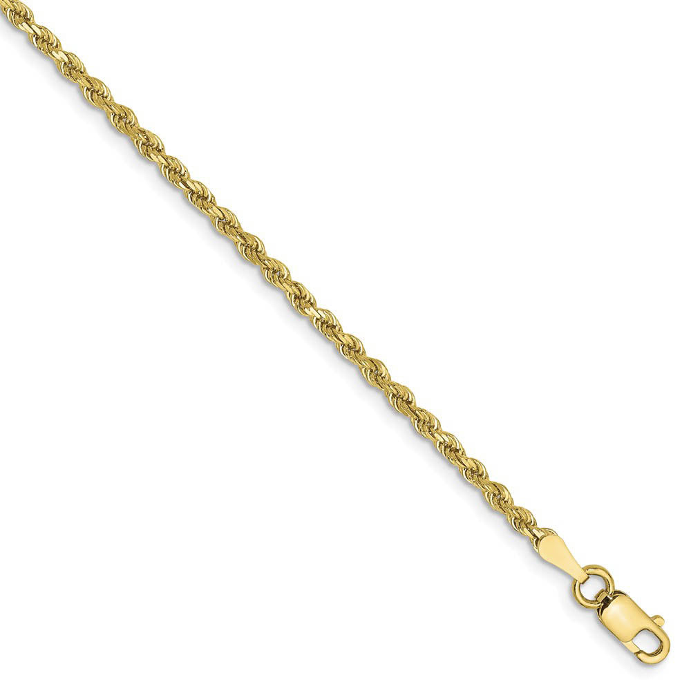 2mm, 10k Yellow Gold Diamond Cut Solid Rope Chain Bracelet, Item C8952-B by The Black Bow Jewelry Co.