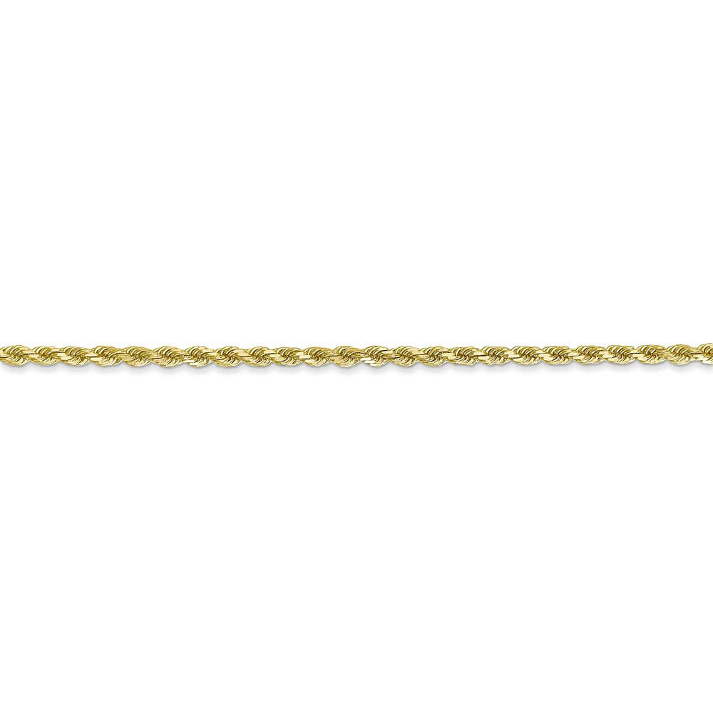 Alternate view of the 2mm, 10k Yellow Gold Diamond Cut Solid Rope Chain Bracelet by The Black Bow Jewelry Co.