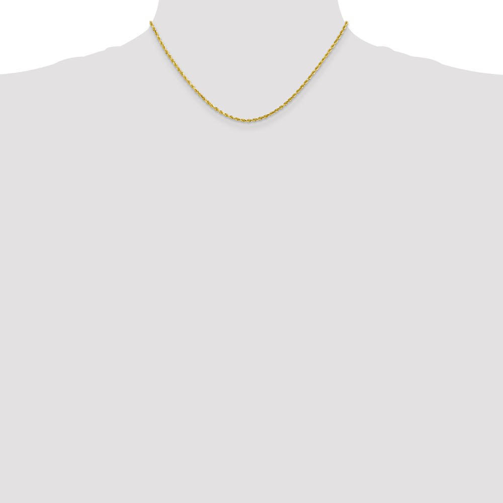 Alternate view of the 2mm 10k Yellow Gold Solid Diamond Cut Rope Chain Necklace by The Black Bow Jewelry Co.