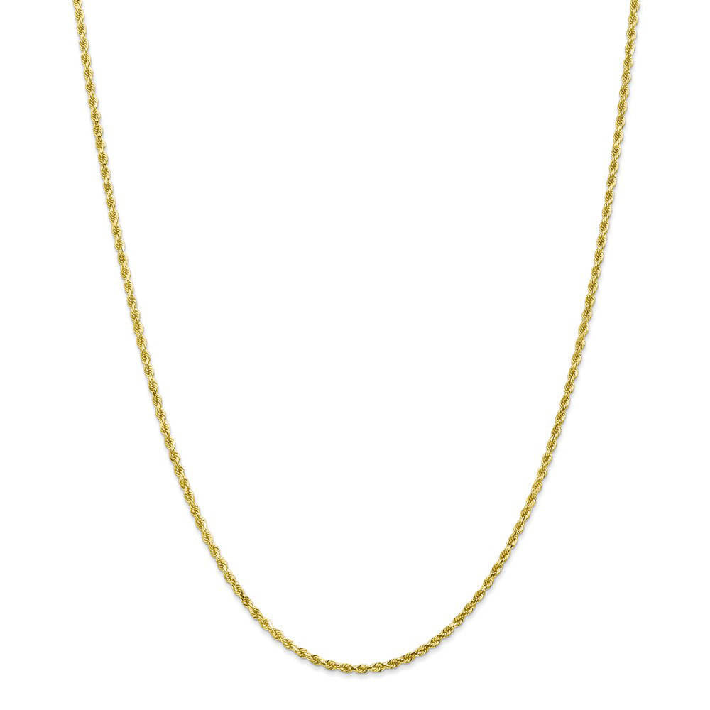 Alternate view of the 2mm 10k Yellow Gold Solid Diamond Cut Rope Chain Necklace by The Black Bow Jewelry Co.