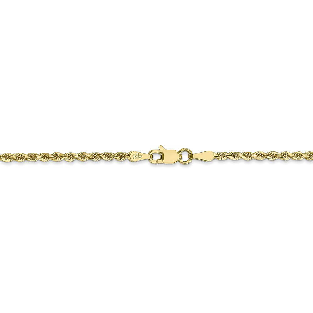 Alternate view of the 2mm 10k Yellow Gold Solid Diamond Cut Rope Chain Necklace by The Black Bow Jewelry Co.