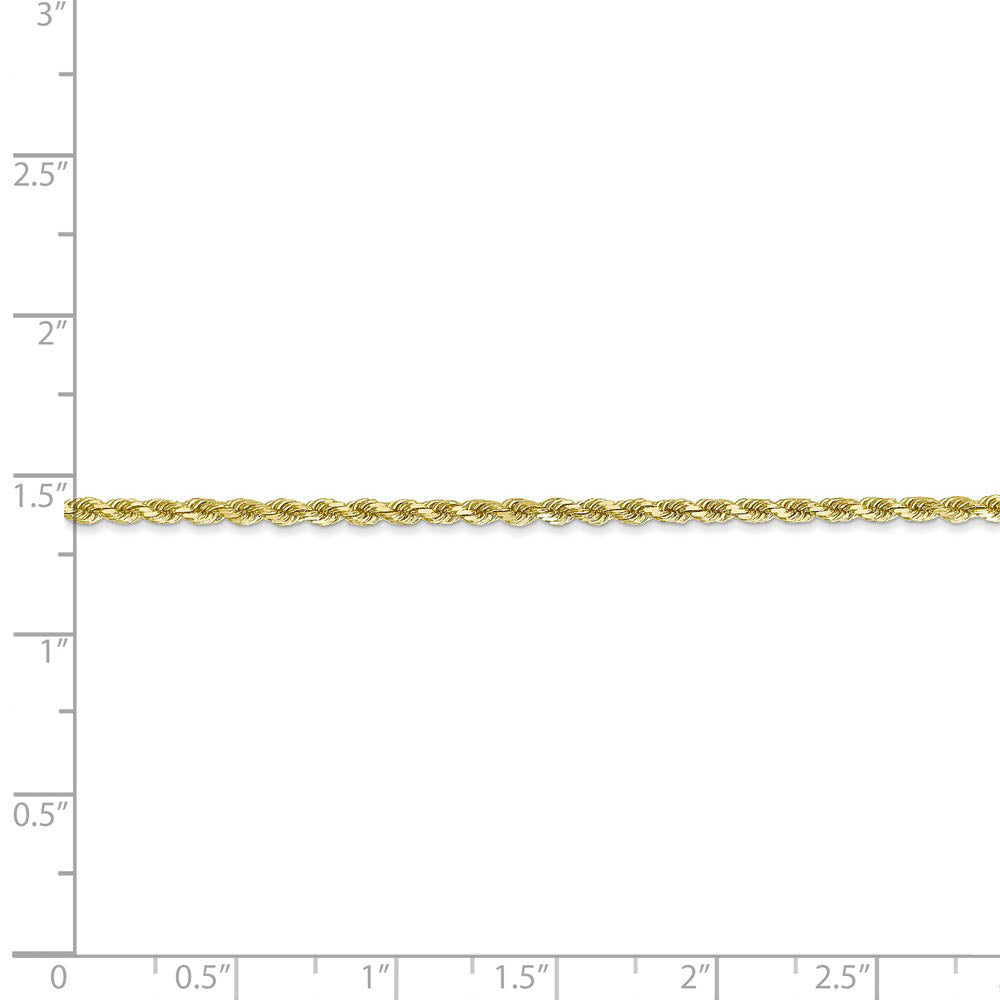 Alternate view of the 2mm 10k Yellow Gold Solid Diamond Cut Rope Chain Necklace by The Black Bow Jewelry Co.