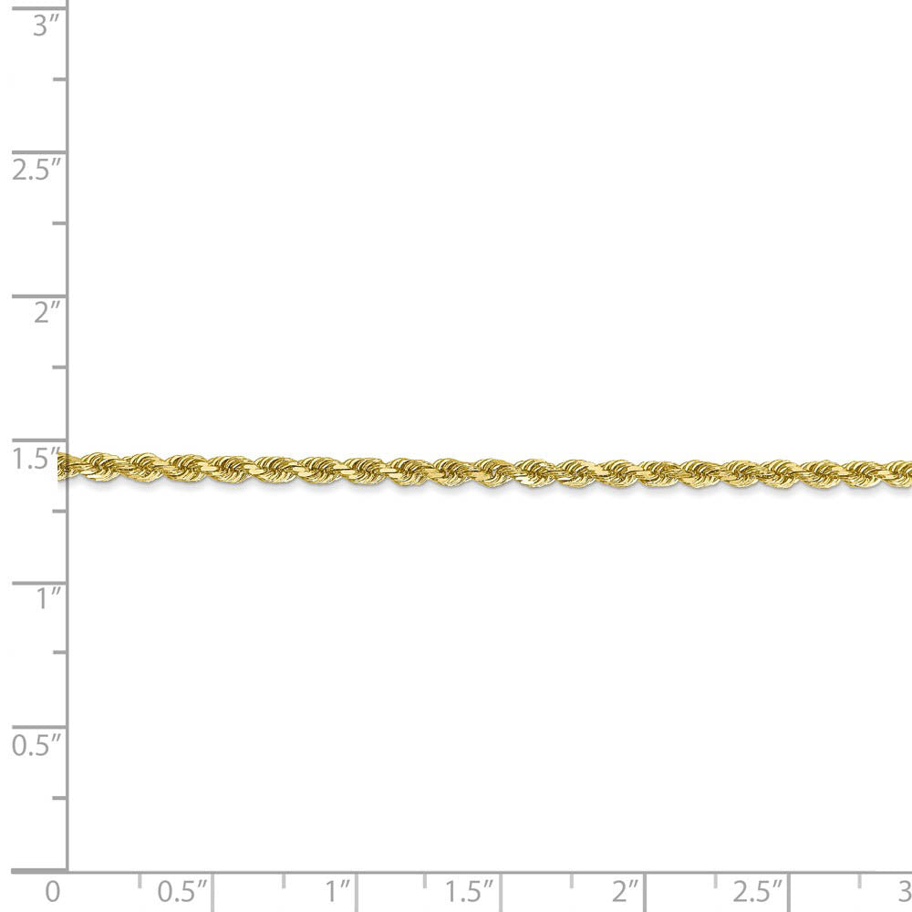 Alternate view of the 2.25mm, 10k Yellow Gold Diamond Cut Solid Rope Chain Anklet by The Black Bow Jewelry Co.