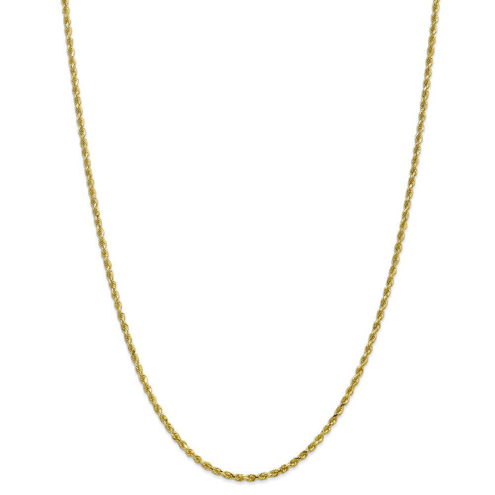Alternate view of the 2.25mm 10k Yellow Gold Diamond Cut Solid Rope Chain Necklace by The Black Bow Jewelry Co.
