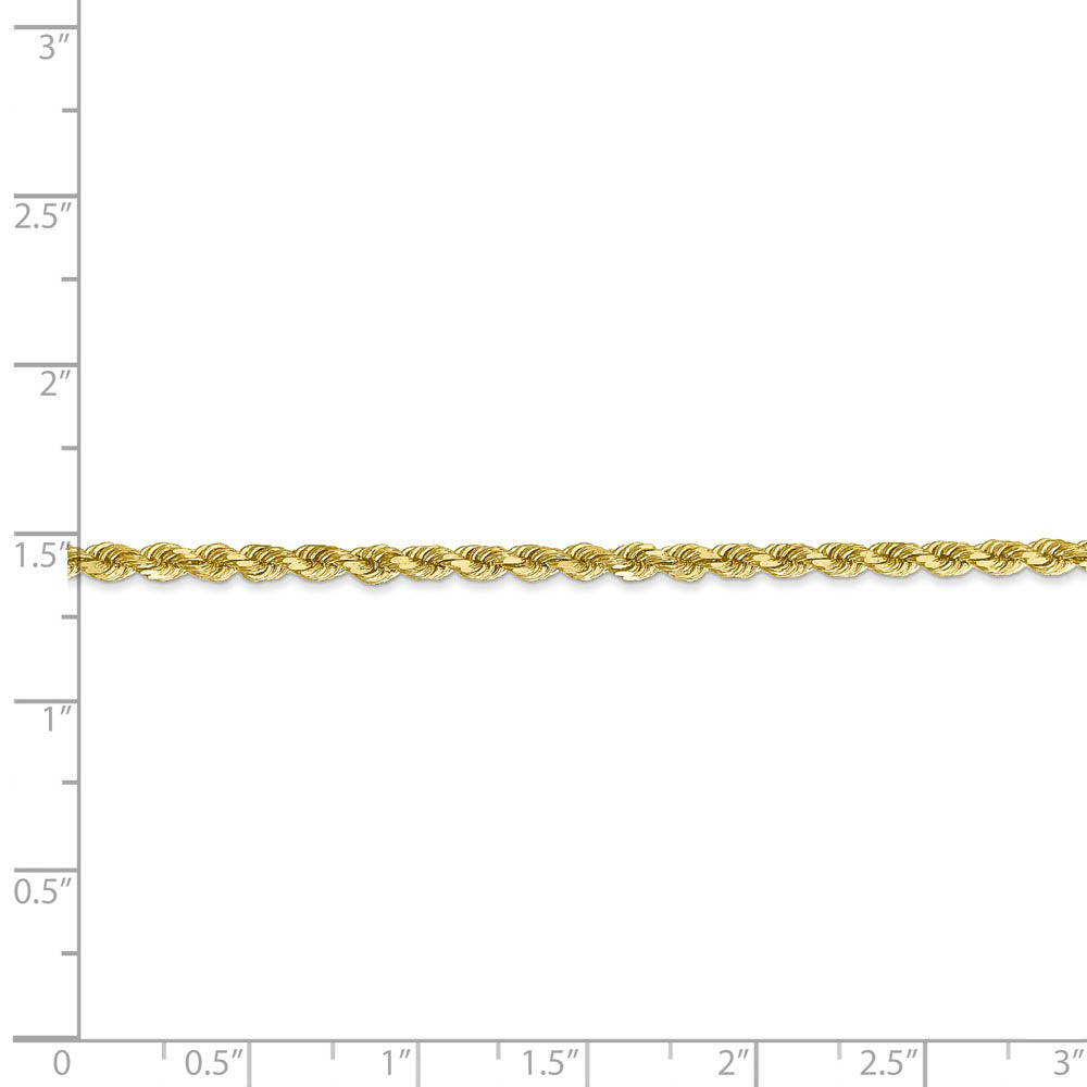 Alternate view of the 2.75mm 10k Yellow Gold Diamond Cut Solid Rope Chain Anklet or Bracelet by The Black Bow Jewelry Co.