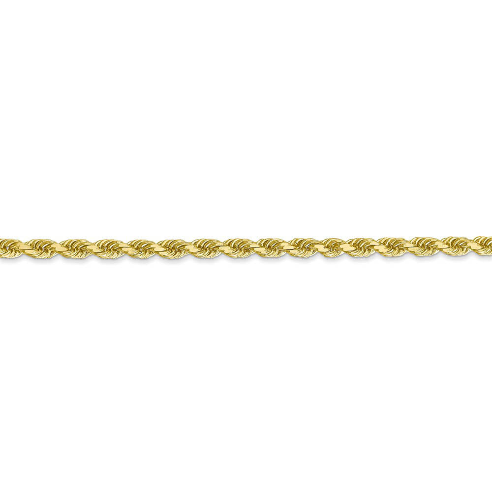 Alternate view of the 3.25mm 10k Yellow Gold Diamond Cut Solid Rope Chain Anklet or Bracelet by The Black Bow Jewelry Co.