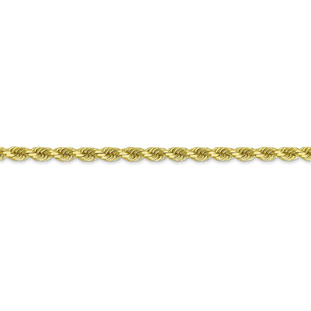 Alternate view of the 3.5mm, 10k Yellow Gold Diamond Cut Solid Rope Chain Anklet or Bracelet by The Black Bow Jewelry Co.