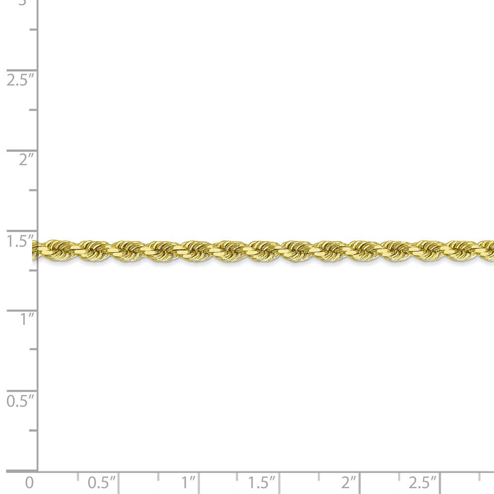 Alternate view of the 3.5mm, 10k Yellow Gold Diamond Cut Solid Rope Chain Anklet or Bracelet by The Black Bow Jewelry Co.