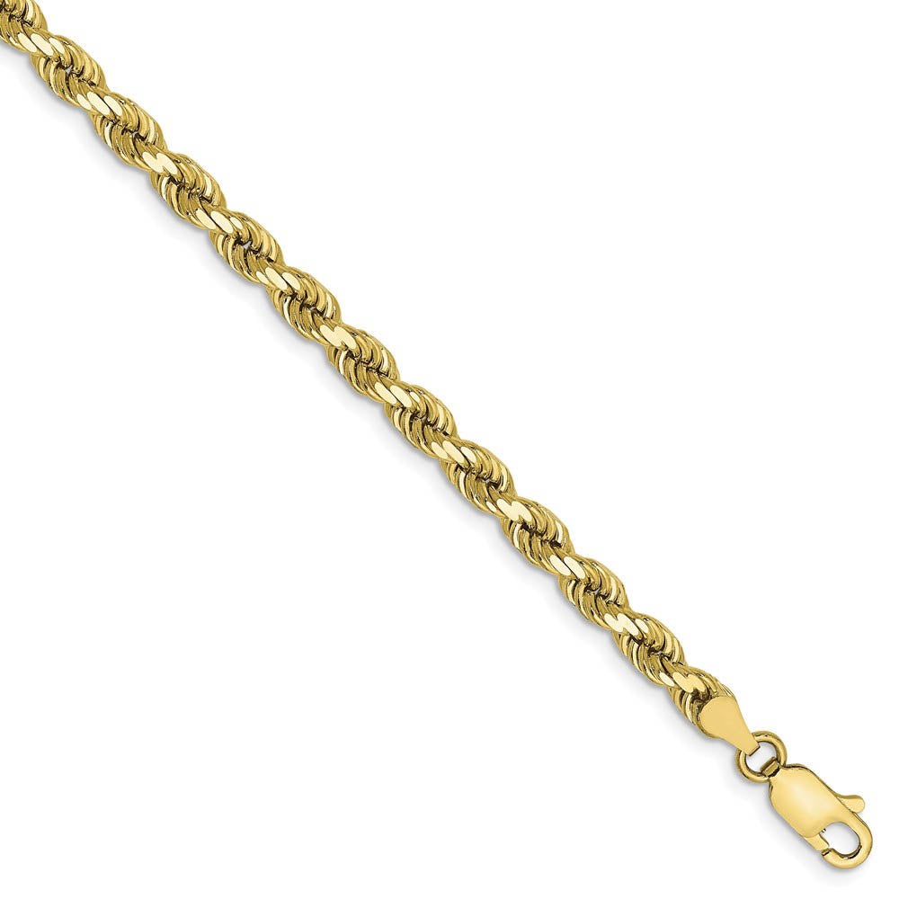4mm 10k Yellow Gold Diamond Cut Solid Rope Chain Bracelet, Item C8957-B by The Black Bow Jewelry Co.