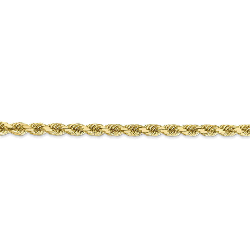 Alternate view of the 4mm 10k Yellow Gold Diamond Cut Solid Rope Chain Bracelet by The Black Bow Jewelry Co.