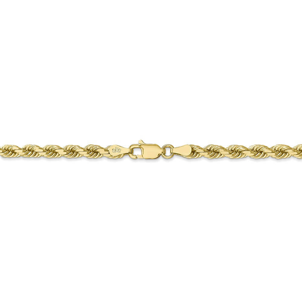 Alternate view of the 4mm 10k Yellow Gold Diamond Cut Solid Rope Chain Bracelet by The Black Bow Jewelry Co.