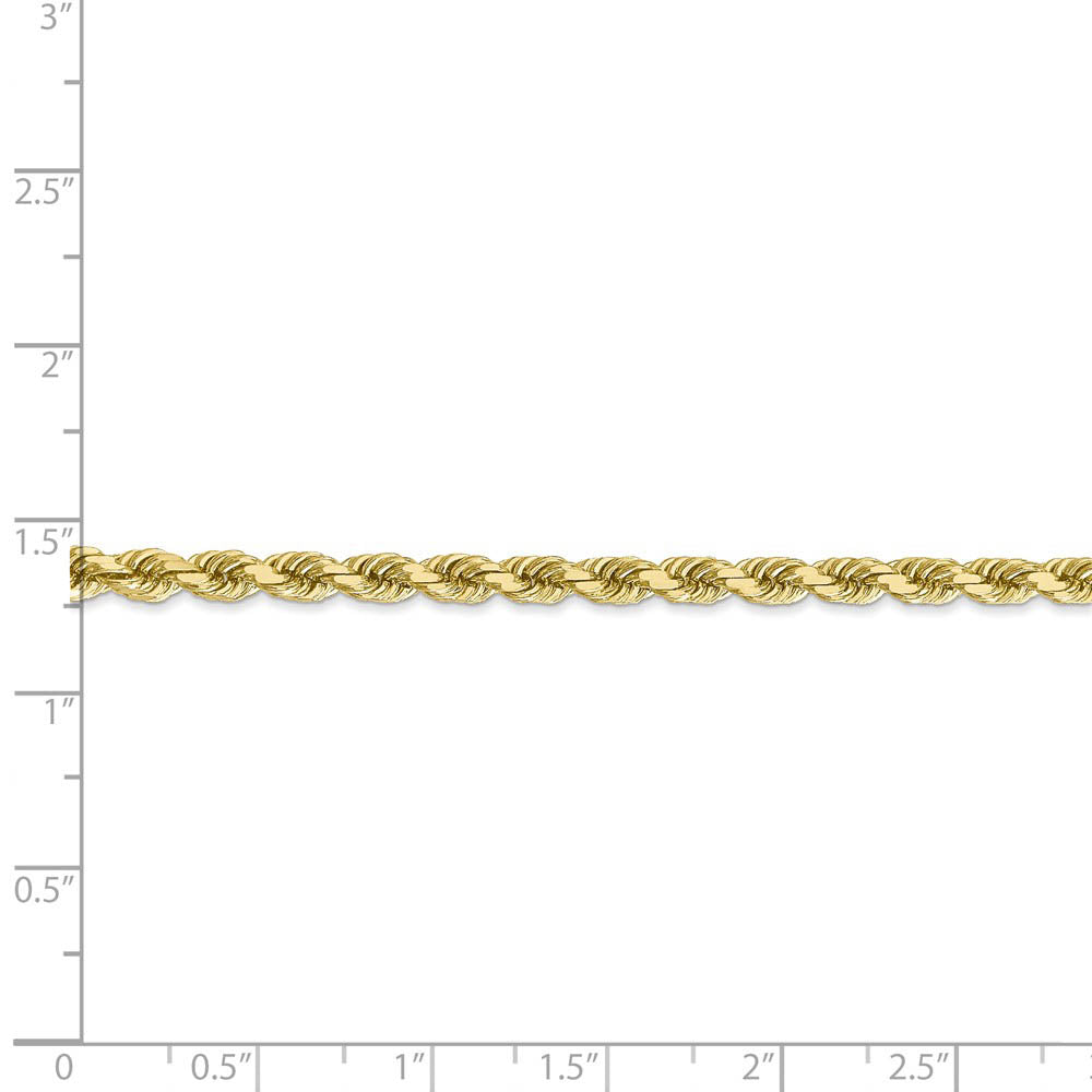 Alternate view of the 4mm 10k Yellow Gold Diamond Cut Solid Rope Chain Bracelet by The Black Bow Jewelry Co.