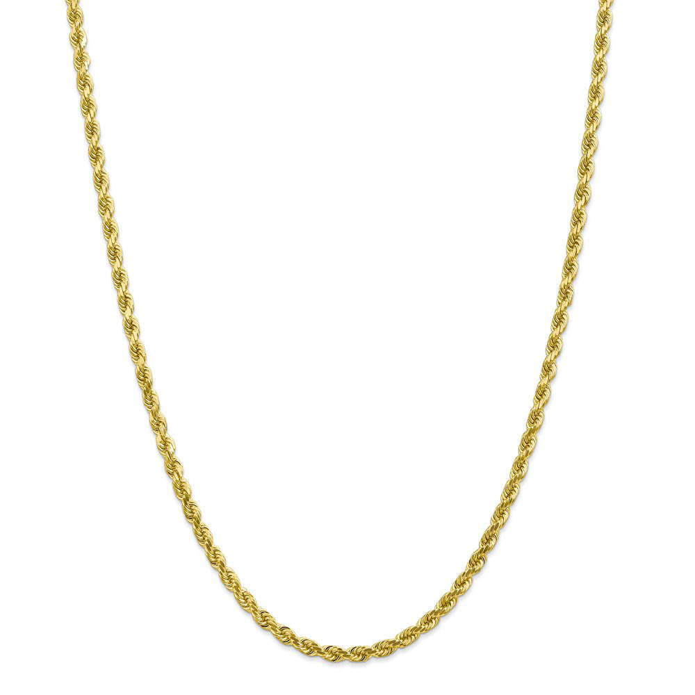 Alternate view of the 4mm 10k Yellow Gold Diamond-Cut Solid Rope Chain Necklace by The Black Bow Jewelry Co.
