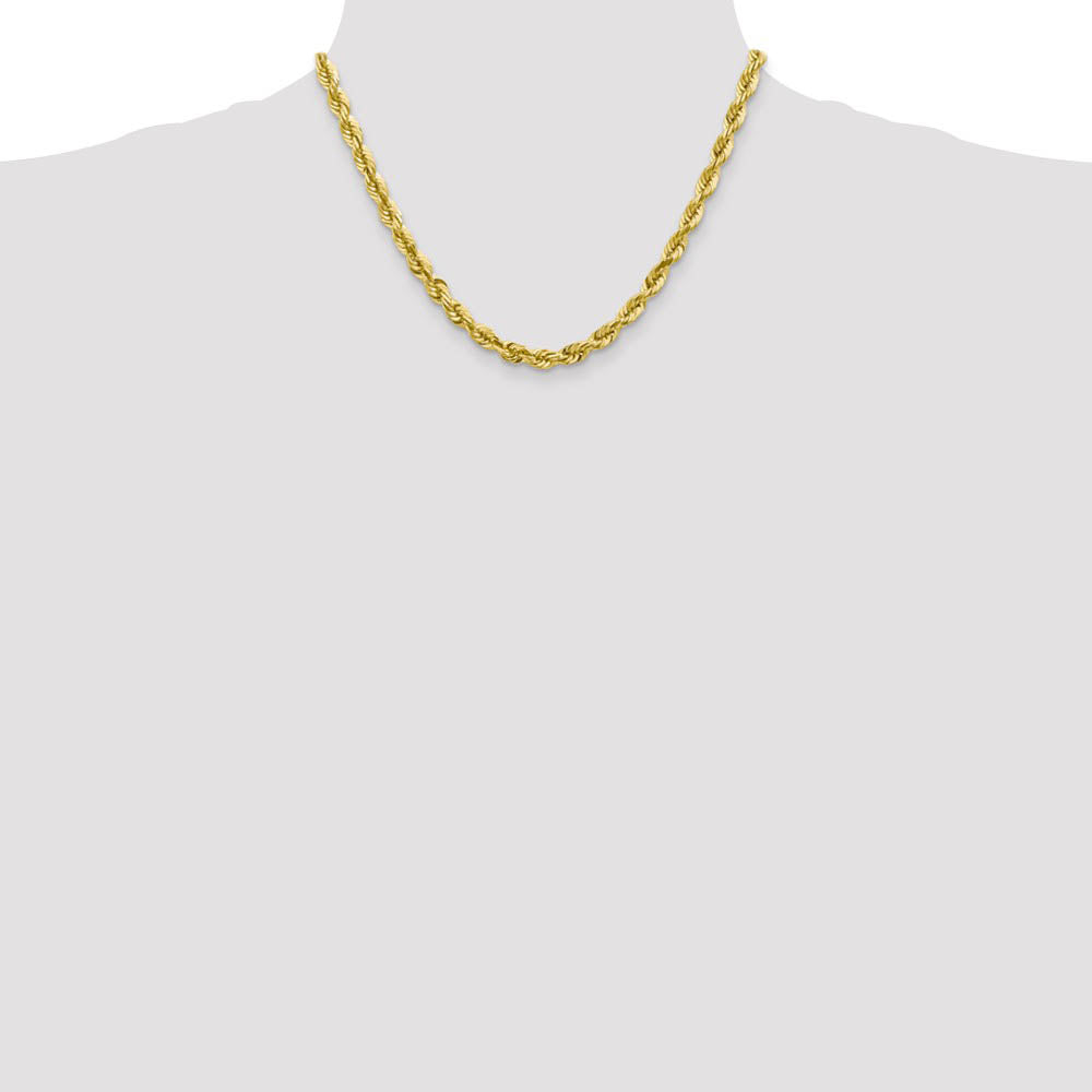 Alternate view of the Men's 6mm 10k Yellow Gold Diamond Cut Solid Rope Chain Necklace by The Black Bow Jewelry Co.
