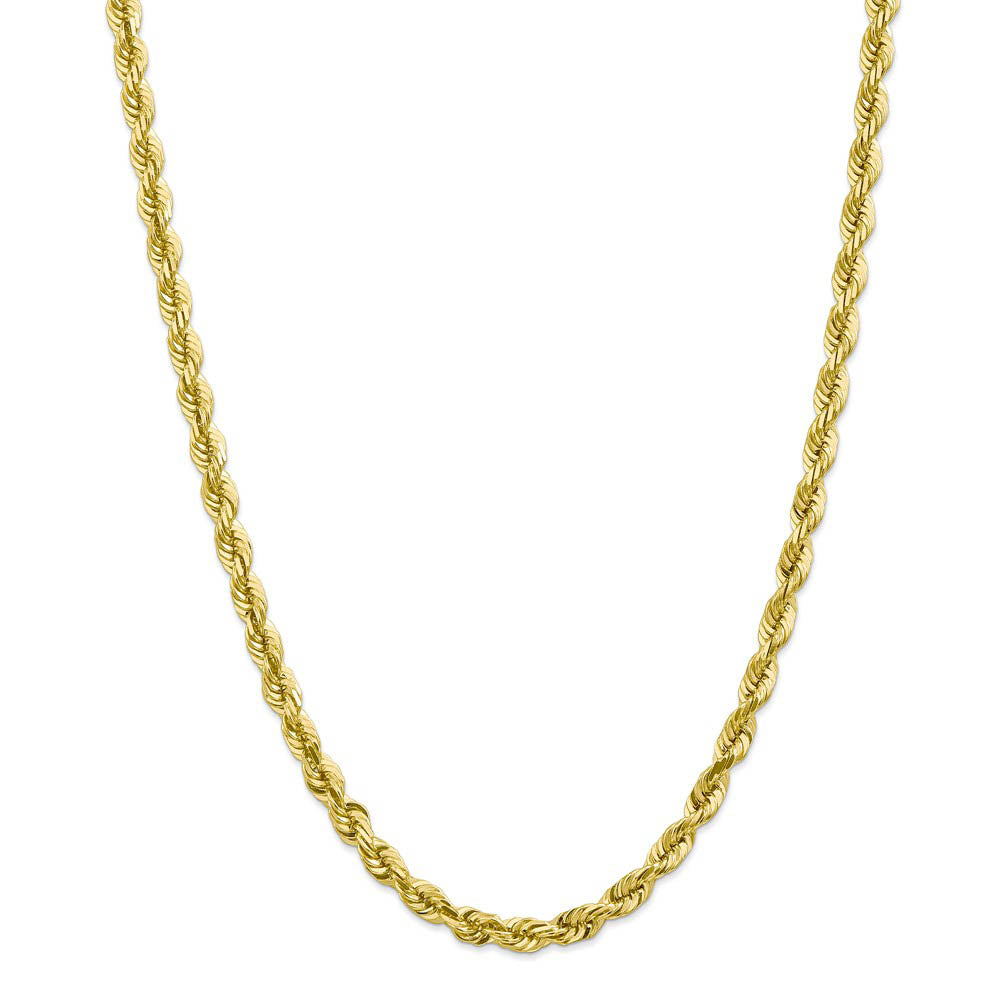 Alternate view of the Men's 6mm 10k Yellow Gold Diamond Cut Solid Rope Chain Necklace by The Black Bow Jewelry Co.