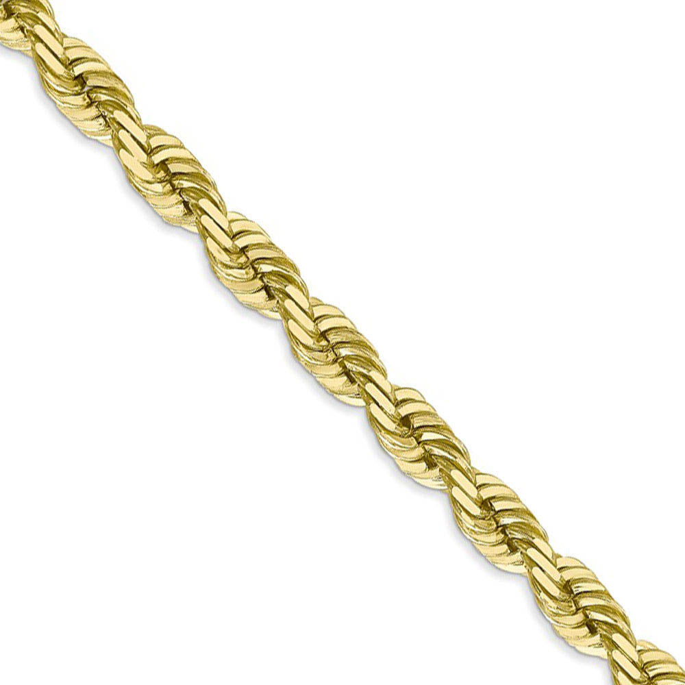 Men's 6mm 10k Yellow Gold Diamond Cut Solid Rope Chain Necklace