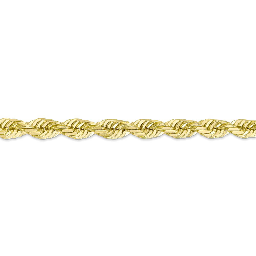 Alternate view of the Men's 7mm 10k Yellow Gold Diamond Cut Solid Rope Chain Bracelet by The Black Bow Jewelry Co.