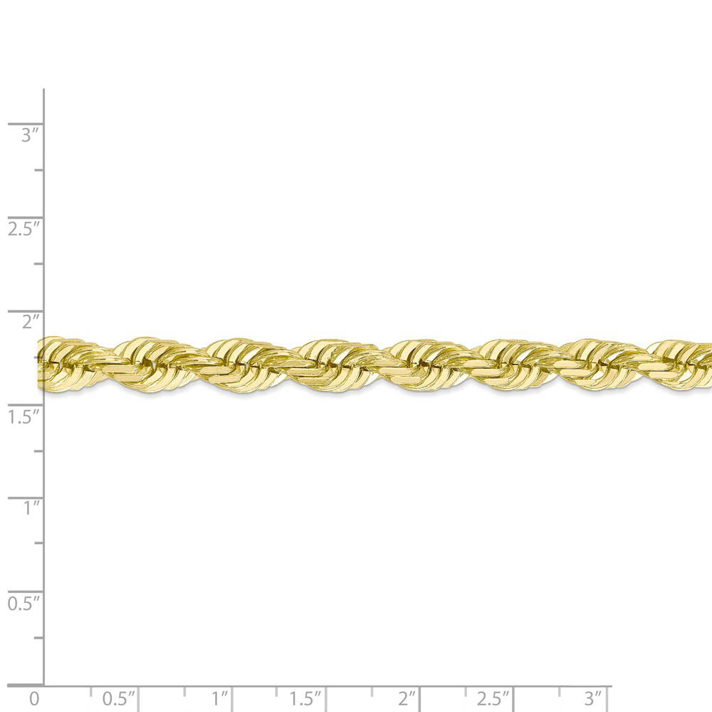 Alternate view of the Men's 7mm 10k Yellow Gold Diamond Cut Solid Rope Chain Bracelet by The Black Bow Jewelry Co.