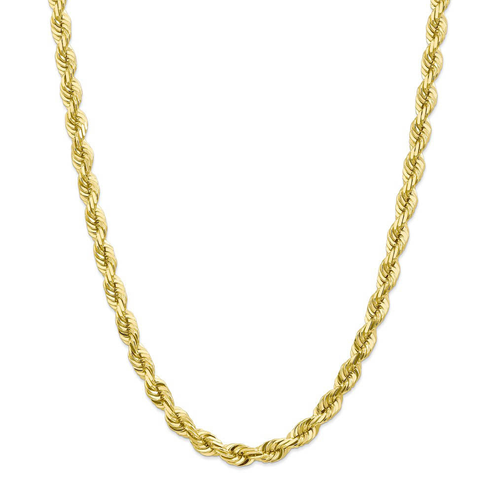 Alternate view of the Men's 7mm 10k Yellow Gold Diamond Cut Solid Rope Chain Necklace by The Black Bow Jewelry Co.