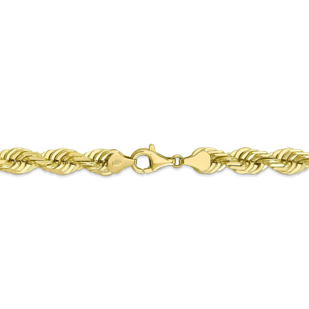 Alternate view of the Men's 7mm 10k Yellow Gold Diamond Cut Solid Rope Chain Necklace by The Black Bow Jewelry Co.