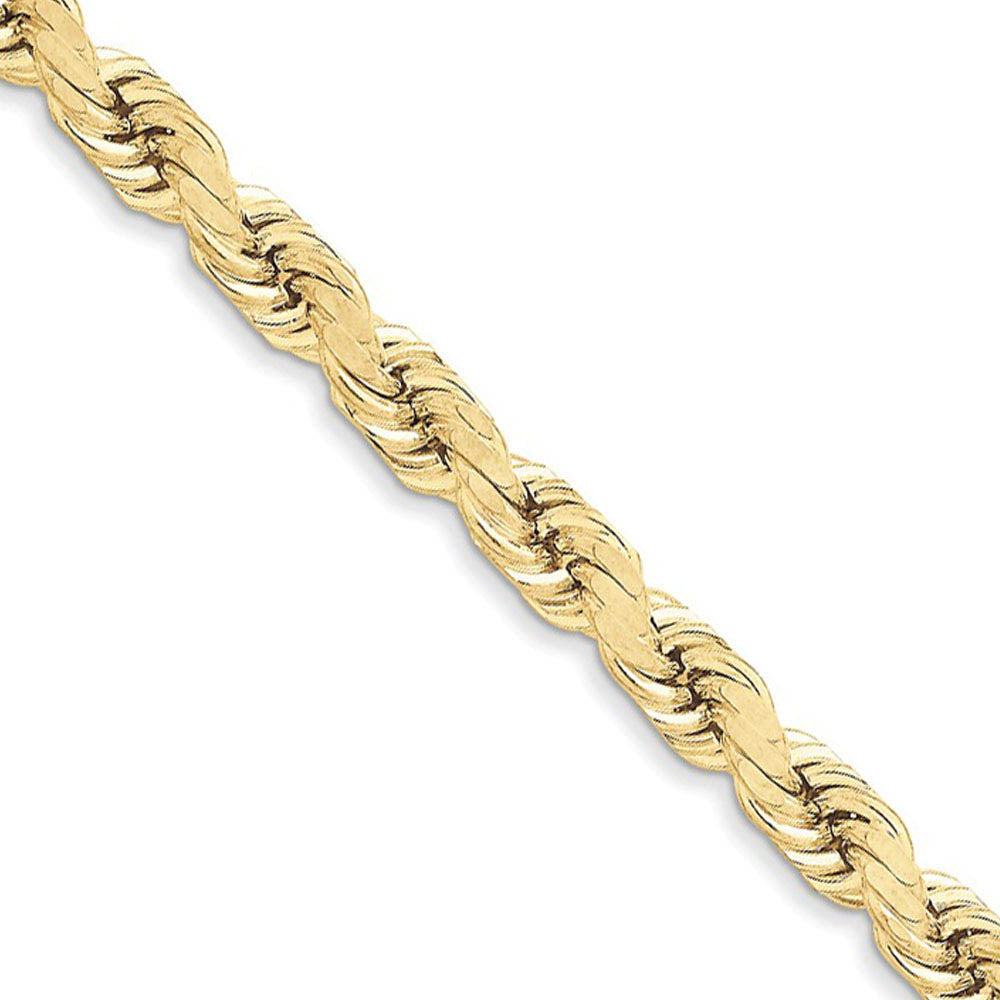 Men's 8mm 10k Yellow Gold Diamond Cut Solid Rope Chain Bracelet, Item C8961-B by The Black Bow Jewelry Co.