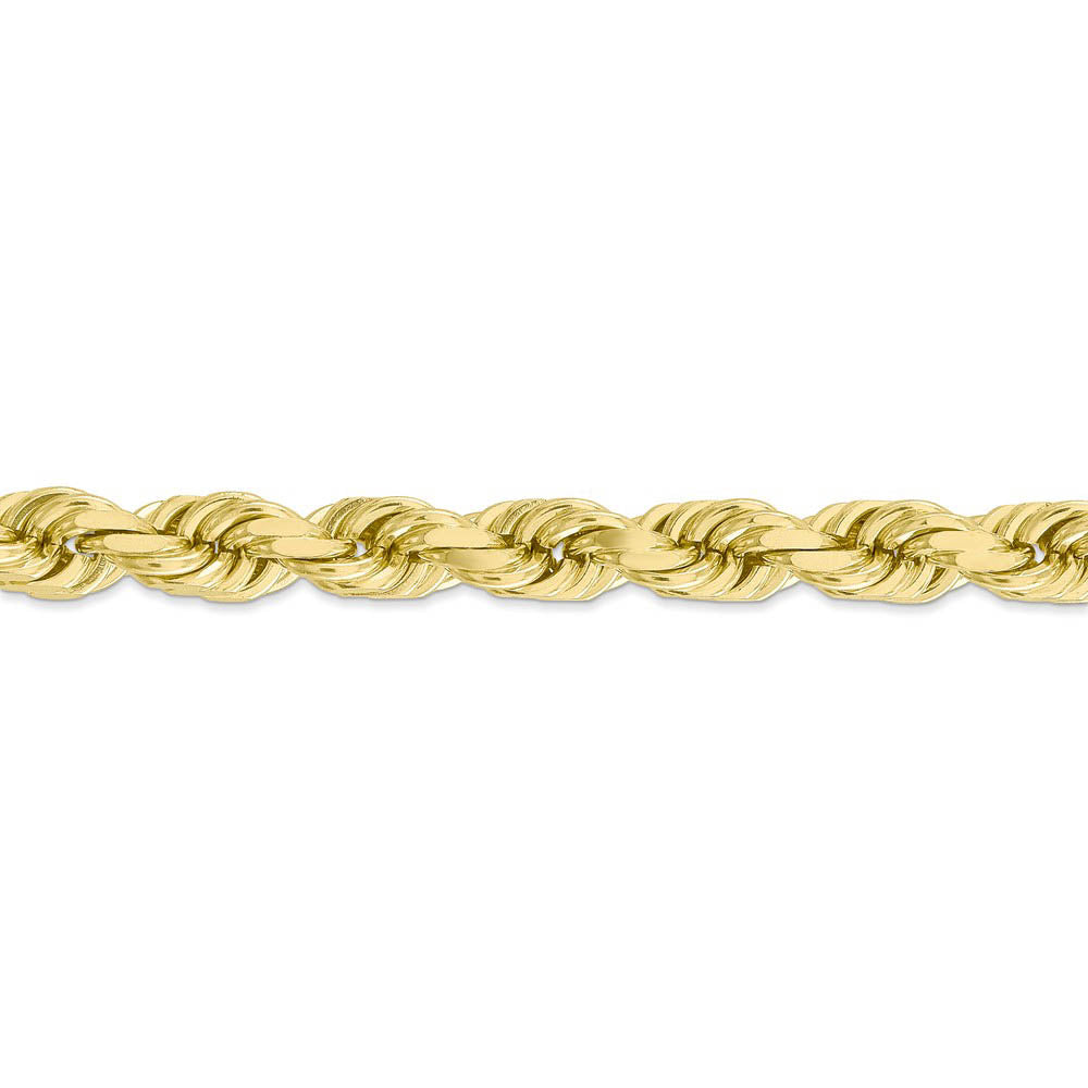 Alternate view of the Men's 8mm 10k Yellow Gold Diamond Cut Solid Rope Chain Bracelet by The Black Bow Jewelry Co.