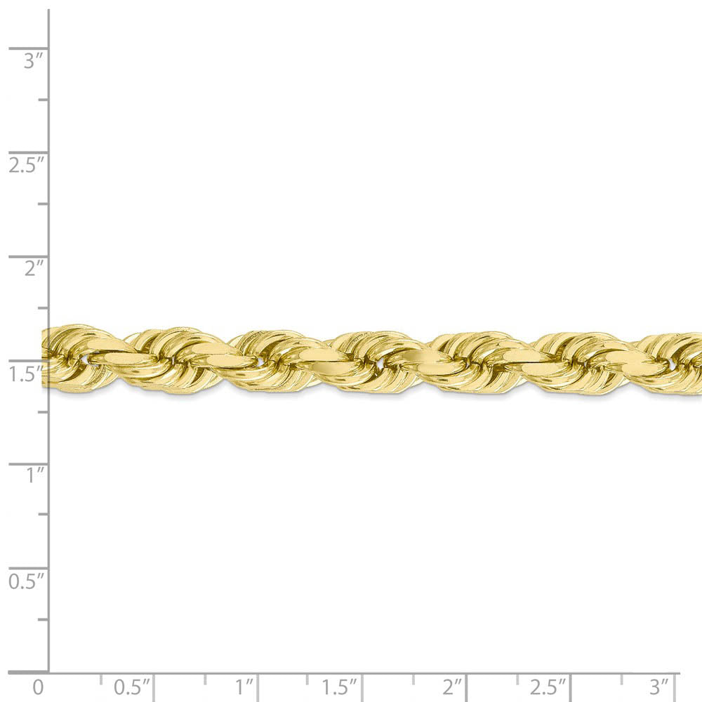 Alternate view of the Men's 8mm 10k Yellow Gold Diamond Cut Solid Rope Chain Bracelet by The Black Bow Jewelry Co.