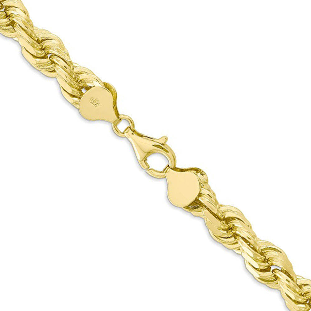 Alternate view of the Men's 8mm 10k Yellow Gold Diamond Cut Solid Rope Chain Necklace by The Black Bow Jewelry Co.