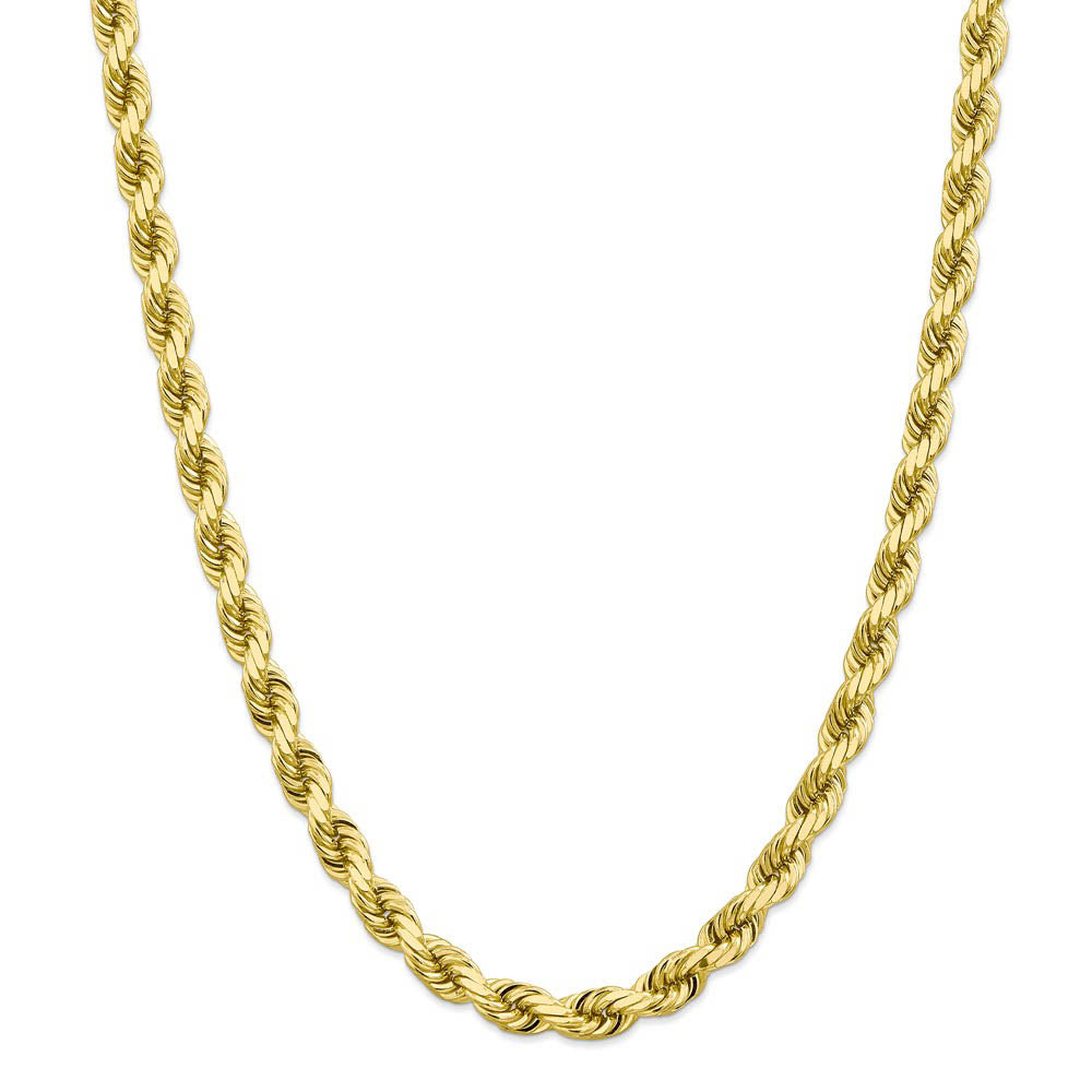 Alternate view of the Men's 8mm 10k Yellow Gold Diamond Cut Solid Rope Chain Necklace by The Black Bow Jewelry Co.