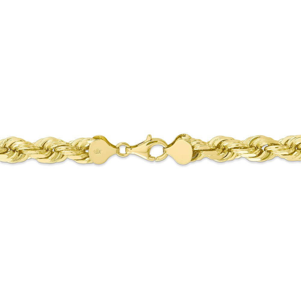 Alternate view of the Men's 8mm 10k Yellow Gold Diamond Cut Solid Rope Chain Necklace by The Black Bow Jewelry Co.