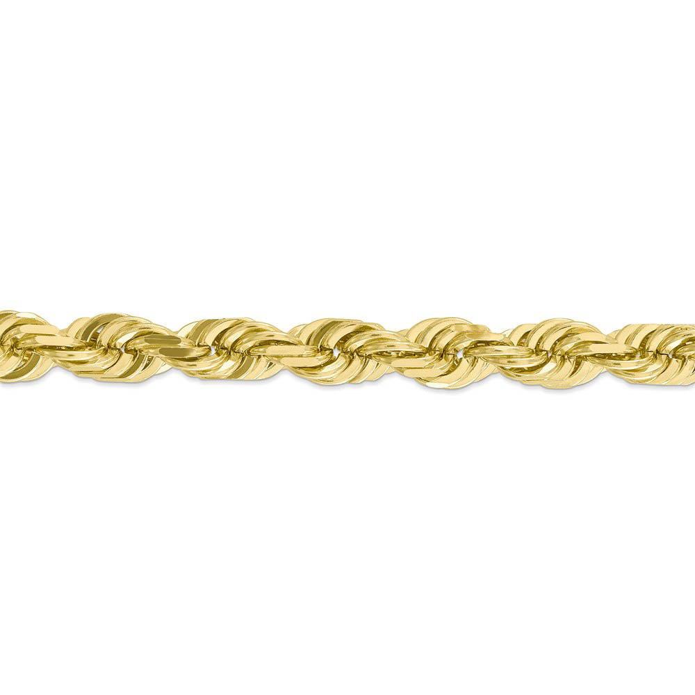 Alternate view of the Men's 10mm 10k Yellow Gold Diamond Cut Solid Rope Chain Bracelet by The Black Bow Jewelry Co.