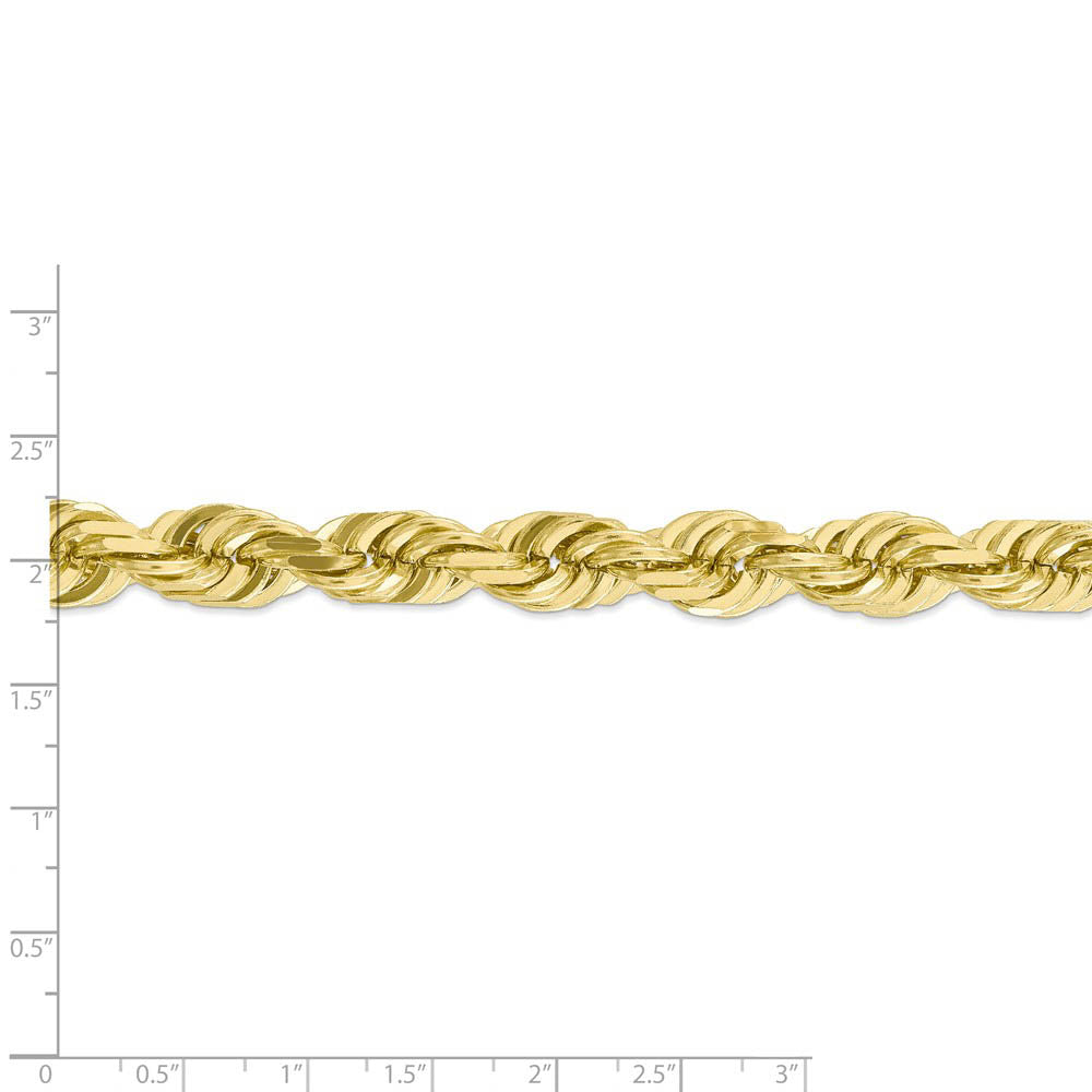 Alternate view of the Men's 10mm 10k Yellow Gold Diamond Cut Solid Rope Chain Bracelet by The Black Bow Jewelry Co.