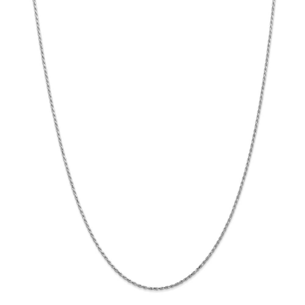 Alternate view of the 1.3mm, 10k White Gold Diamond Cut Solid Rope Chain Necklace by The Black Bow Jewelry Co.