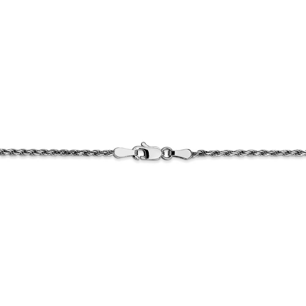 Alternate view of the 1.6mm, 10k White Gold Diamond Cut Solid Rope Chain Bracelet by The Black Bow Jewelry Co.