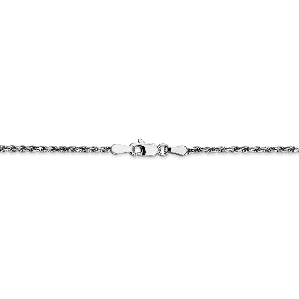 Alternate view of the 2mm, 10k White Gold Diamond Cut Solid Rope Chain Necklace by The Black Bow Jewelry Co.