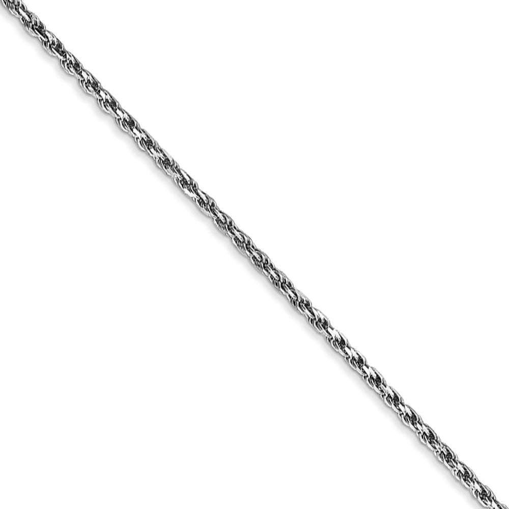 2mm, 10k White Gold Diamond Cut Solid Rope Chain Necklace
