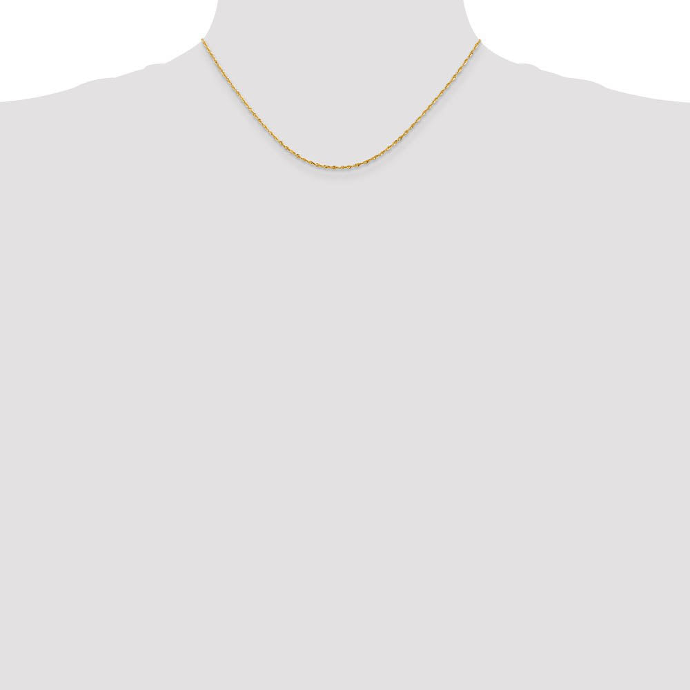 Alternate view of the 1.5mm, 10k Yellow Gold Lightweight D/C Rope Chain Necklace by The Black Bow Jewelry Co.
