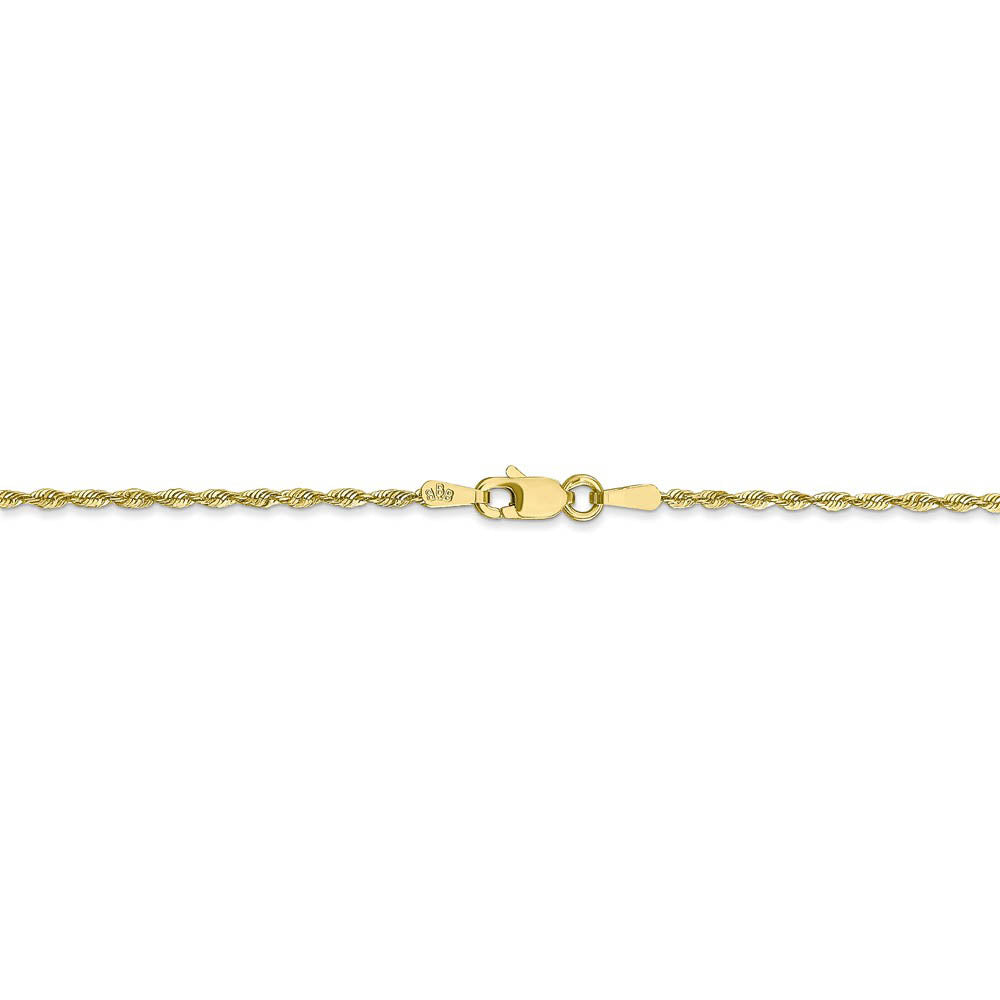 Alternate view of the 1.5mm, 10k Yellow Gold Lightweight D/C Rope Chain Necklace by The Black Bow Jewelry Co.