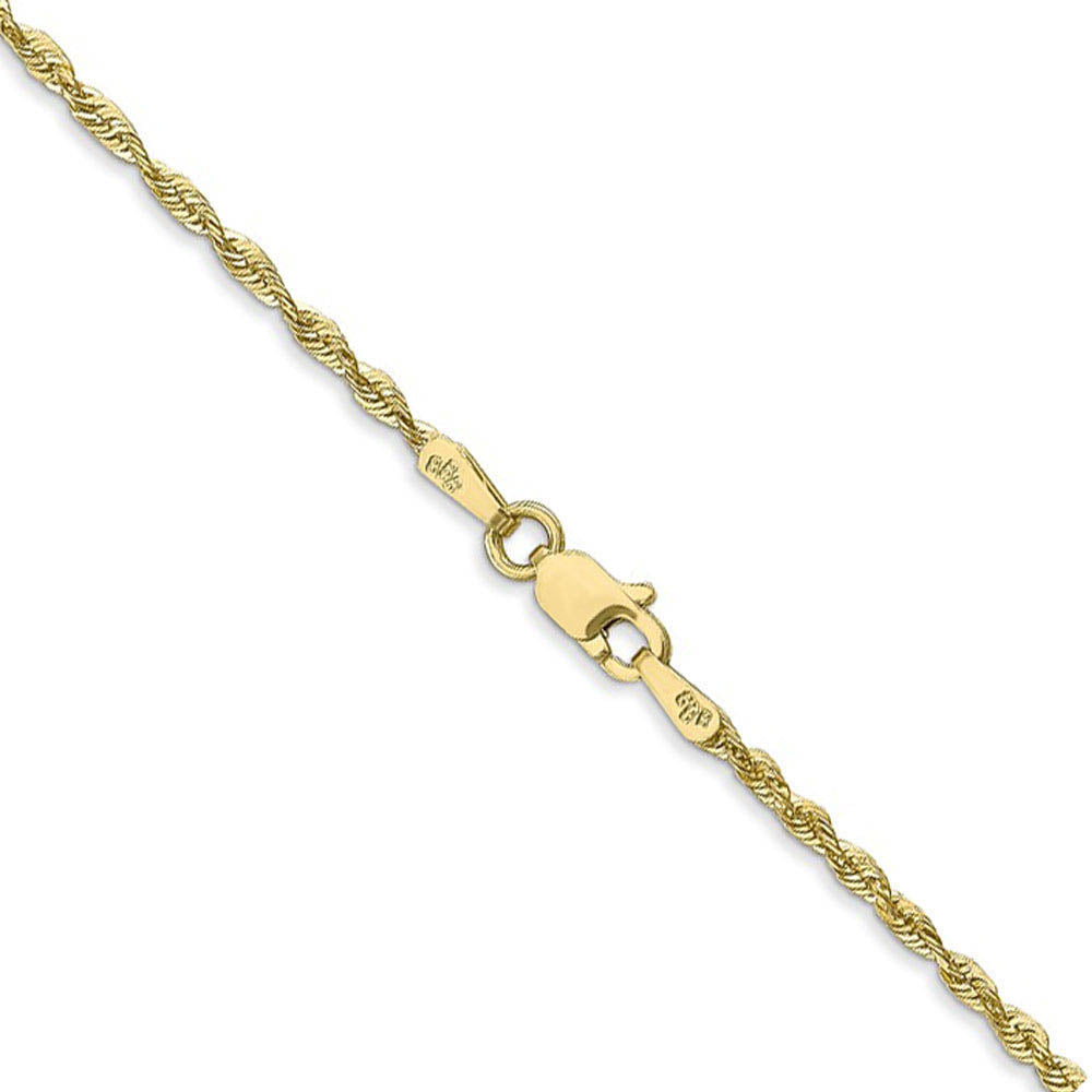 Alternate view of the 1.8mm, 10k Yellow Gold Lightweight D/C Rope Chain Bracelet by The Black Bow Jewelry Co.