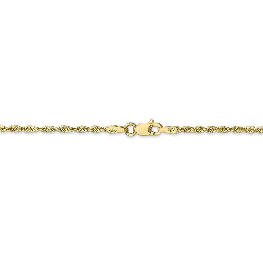 Alternate view of the 1.8mm, 10k Yellow Gold Lightweight D/C Rope Chain Anklet by The Black Bow Jewelry Co.