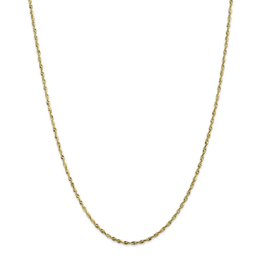 Alternate view of the 1.8mm, 10k Yellow Gold Lightweight D/C Rope Chain Necklace by The Black Bow Jewelry Co.