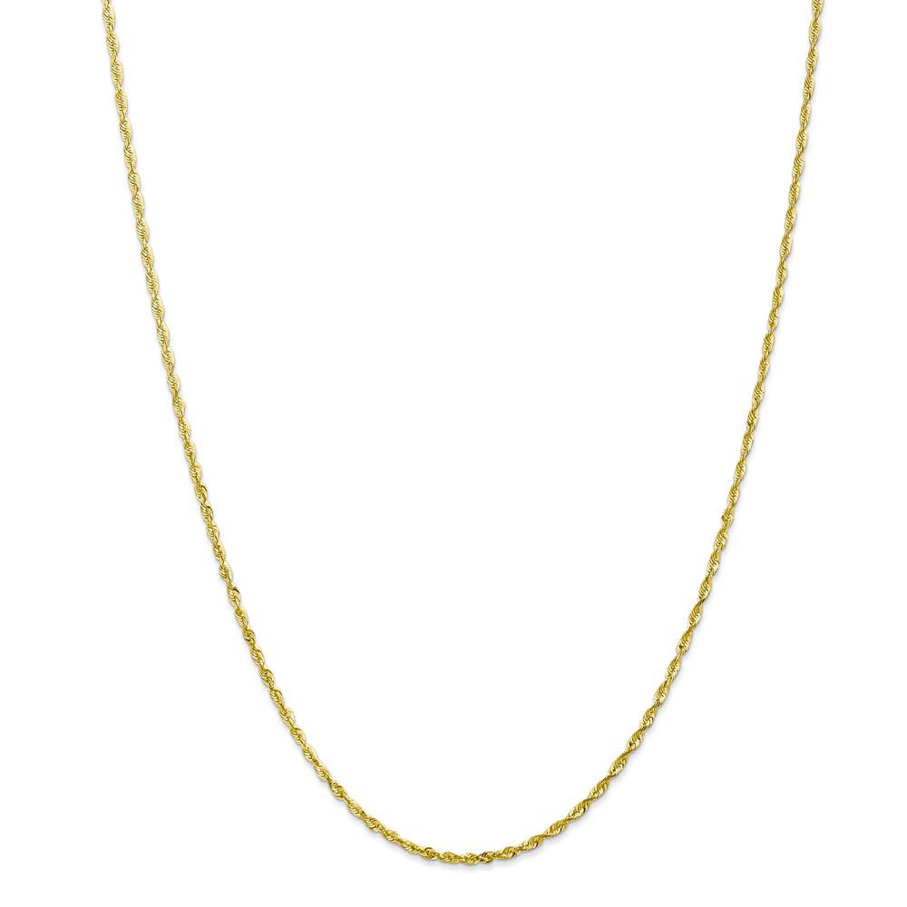 Alternate view of the 2mm, 10k Yellow Gold Lightweight D/C Rope Chain Necklace by The Black Bow Jewelry Co.