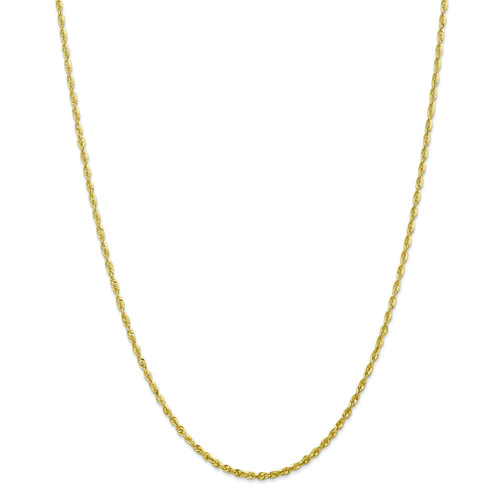 Alternate view of the 2.25mm, 10k Yellow Gold Lightweight D/C Rope Chain Necklace by The Black Bow Jewelry Co.