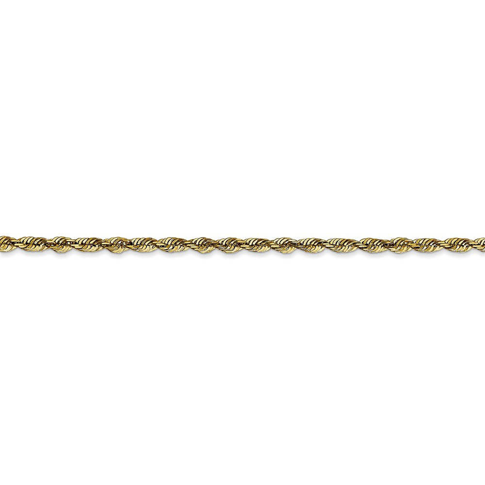 Alternate view of the 2.5mm, 10k Yellow Gold Lightweight D/C Rope Chain Bracelet by The Black Bow Jewelry Co.