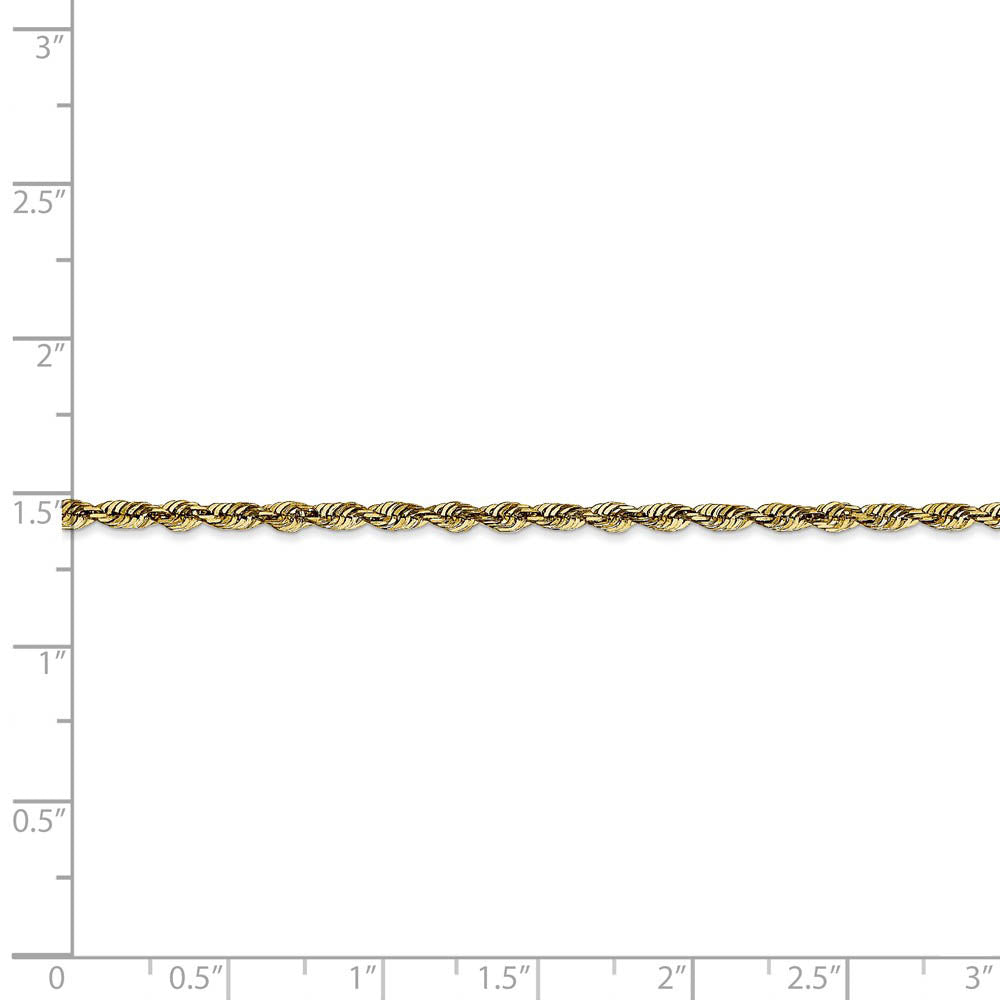 Alternate view of the 2.5mm, 10k Yellow Gold Lightweight D/C Rope Chain Bracelet by The Black Bow Jewelry Co.