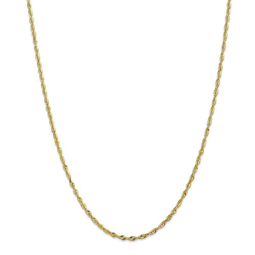 Alternate view of the 2.5mm, 10k Yellow Gold Lightweight D/C Rope Chain Necklace by The Black Bow Jewelry Co.