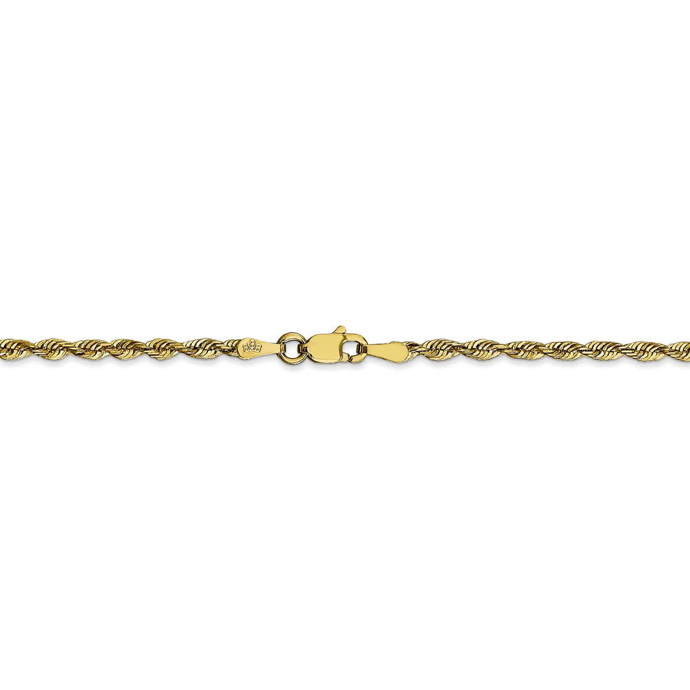 Alternate view of the 2.5mm, 10k Yellow Gold Lightweight D/C Rope Chain Necklace by The Black Bow Jewelry Co.