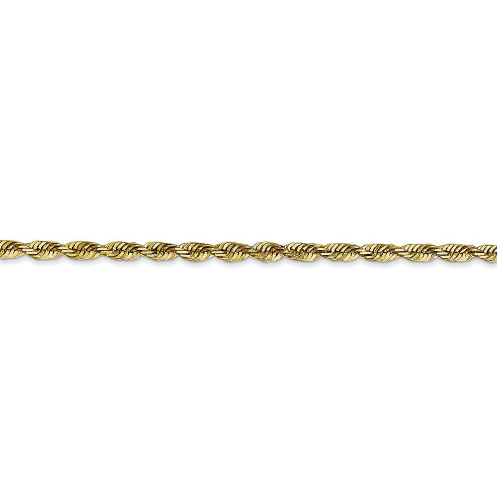 Alternate view of the 2.75mm, 10k Yellow Gold Lightweight D/C Rope Chain Bracelet by The Black Bow Jewelry Co.